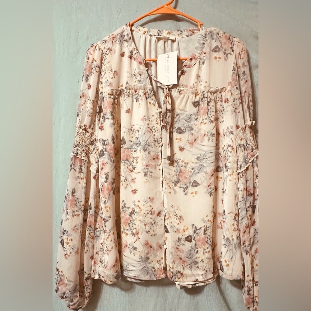 Floral Blouse with Pink and Cream Accents